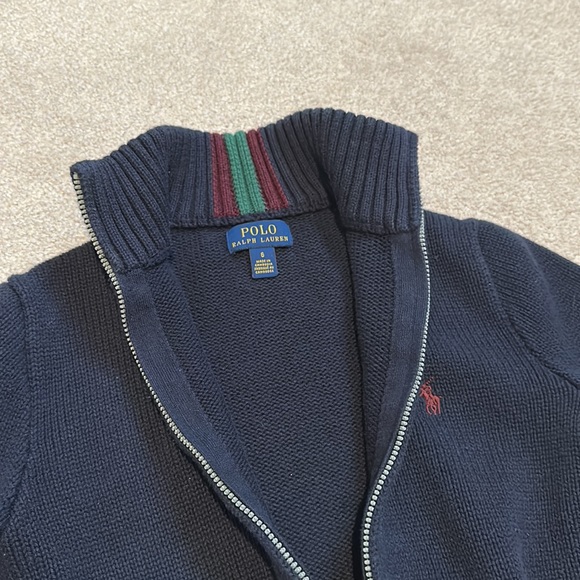 Polo Ralph Lauren Knit Full-zipper Sweater size 6 in Navy blue - Picture 3 of 6